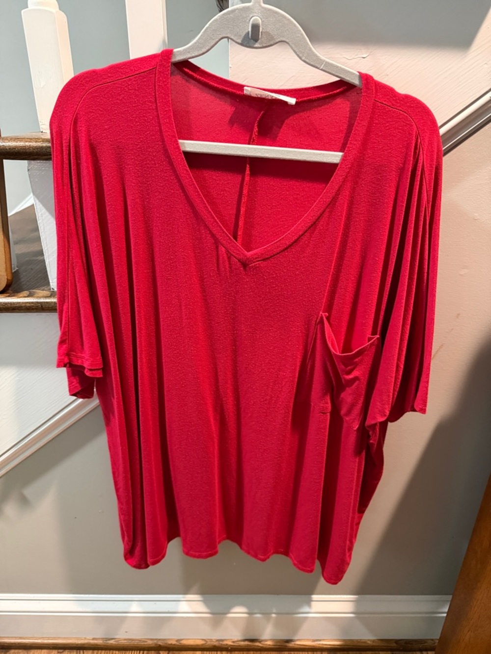 Zenana Outfitters Relaxed V-Neck Tee in Red